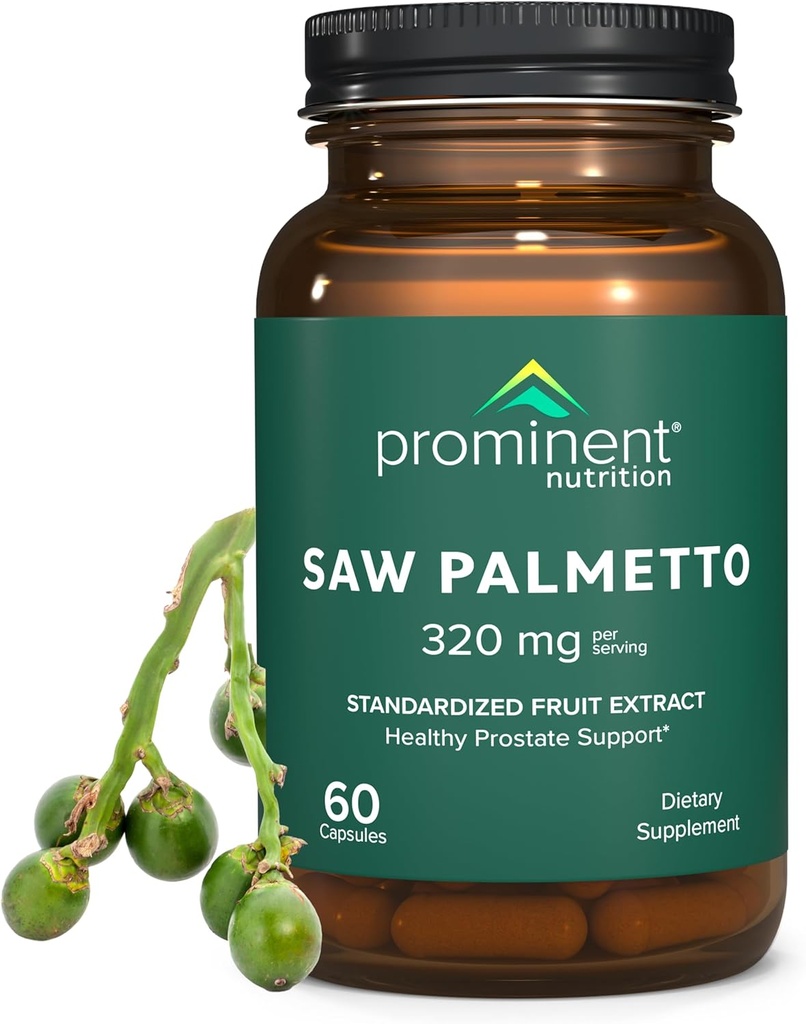 Prominent Nutrition Saw Palmetto Dodatek, Zdravá podpora prostaty Saw Palmetto pro muže, Dodatek pro močové zdraví, 160 mg, 30 denní zásobování