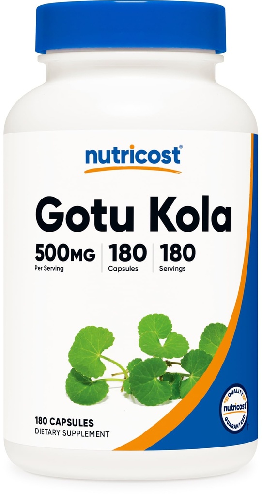 Nutricost Gotu Kola 500 MG, 180 Kapsle - Vegetariánské Kapsle, Gluten Free, Non- GMO