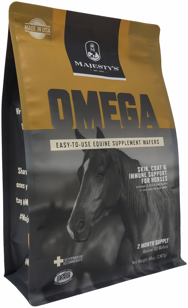Omega Wafers - Superior Horse / Koňská kůže, Kabát, a Imunitní Support Supplement - Omega 3, 6, 9 a Biotin - 60 Počet (2 měsíční dodávka)