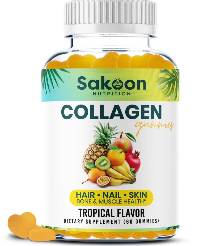 Halogenní kolagenové žvýkačky pro ženy a muže - Anti aging, růst vlasů, Péče o pleť & Silné nehty Protein kolagen doplňky - Non- GMO, Gluten zdarma - Vyrobeno v USA