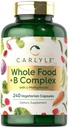 Carlyle Vitamin B Complex All Foods Blend Blend 124; 240 Kapsle 124; Denní Multivitamin pro muže a ženy Yetti 124; s B1, B2, B6, B12, Folát, Niacin, a L-Methylfolát PHY124; Non-GMO & Vegetariánský dodatek
