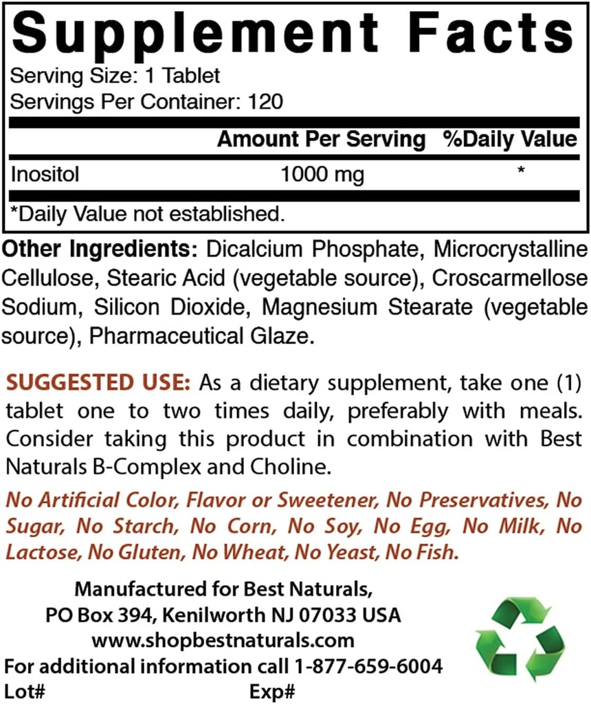 Nejlepší Naturals Inositol 1000mg & Selenium 200 mcg