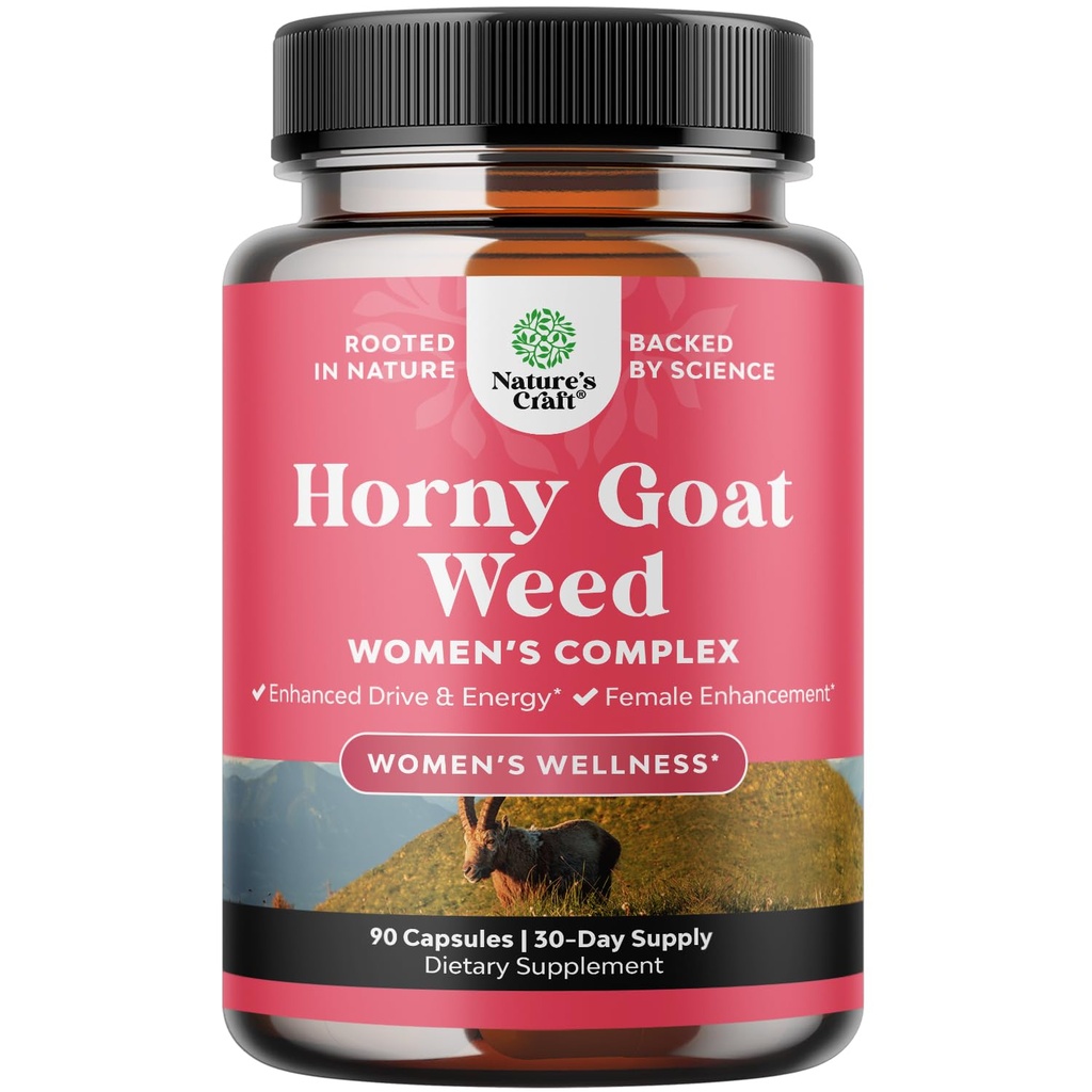 Nadržený kozí trávník pro ženy - Bylinné doplňky Hornygoatweed Ženy Komplex pro Hormon Balance Mood Support & Celkově Ženské Wellness - Maca Root & Tribulus Terrestris Ženský dodatek - 90 Počet