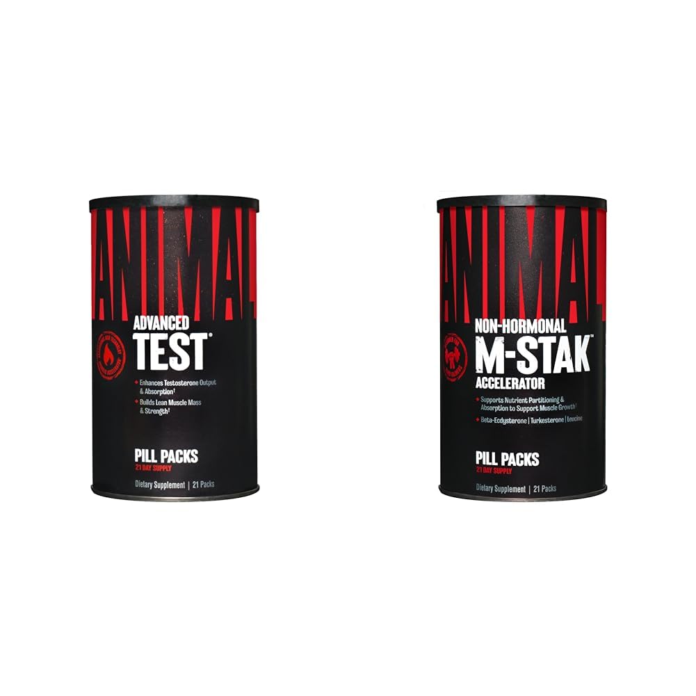 Zvířecí test Testosteron Booster 21 Den Cycle & M-Stak Hard Gainer Muscle Building Stack 21 Počet