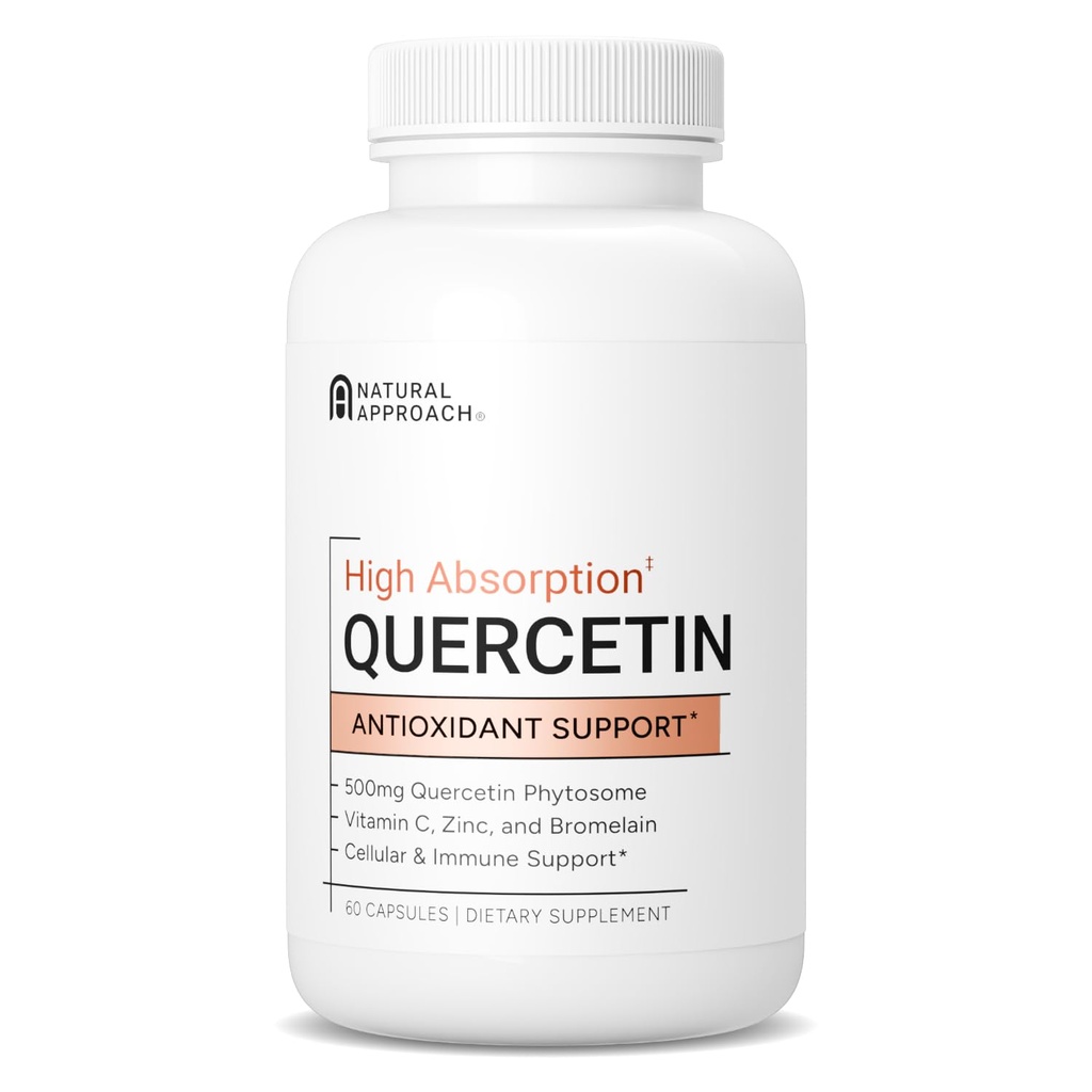 Vysoká absorpce Quercetin s bromelainem, vitaminem C a zinkem - 500mg Quercetin Phytosom - 50x více absorpce - podporuje imunitní funkci a buněčné zdraví - USA vyrobený dodatek - 60 Kapsle