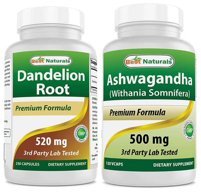 Nejlepší Naturals Dandelion Root 520 mg & Ashwagandha Extract 500 Mg