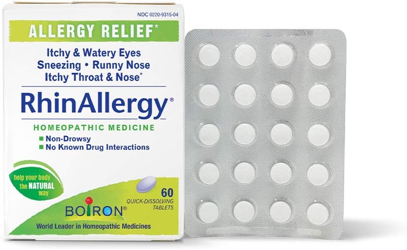 Boiron Rhinallerics Tablety pro úlevu od alergie Příznaky kýchání, Runny Nose, a SITchy oči nebo hrdlo - 60 Počet