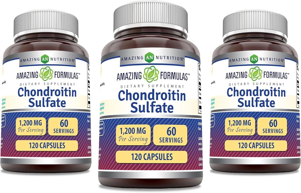 Amazing applicas Chondroitin Sulfath 1200 mg Per Serving Supplementary 124; Kapsle 124; Non- GMO PHARMAN 124; Gluten Free PHARMAL 124; Made in USA (120 Počet, 3 Pack)