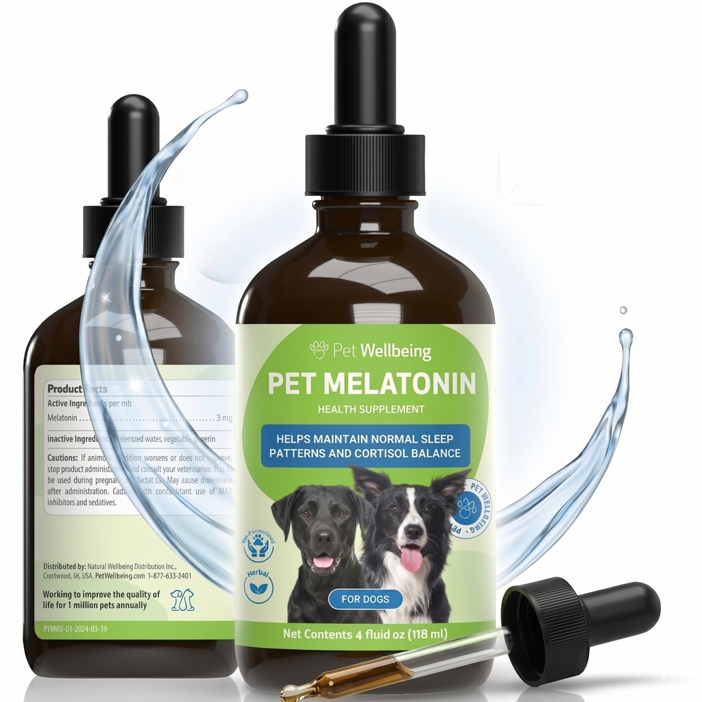 Pet Wellbeing Pet Melatonin pro psy - Vet- Vyrobeno pro psy 4 oz (59ml)