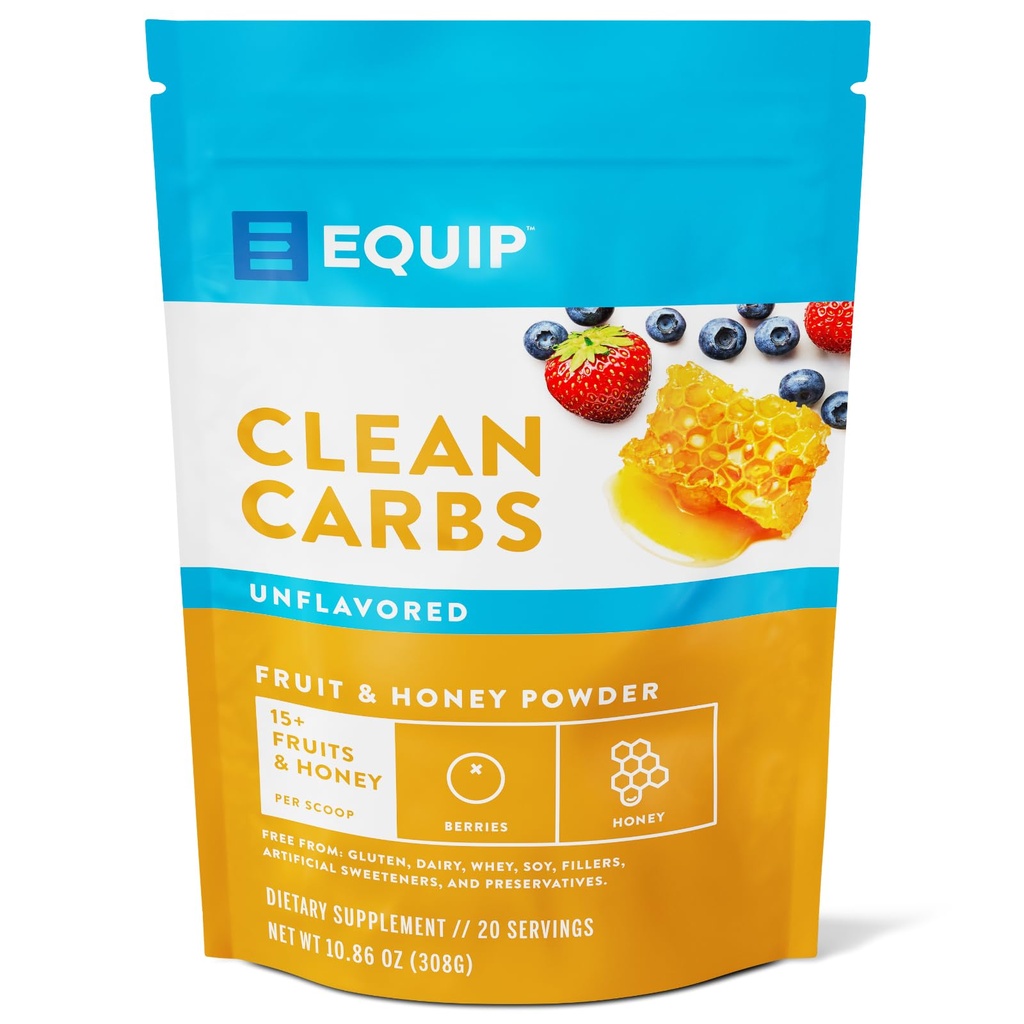 Equip Foods Clean Carbs S124; 15 + ovoce a med Superfood Powder S124; Post Workout Recovery Powder S124; Antioxidanty, Karbohydrát dodatek S124; Imunity Support Carb Cleaner S124; 20 Služeb, Neochucené