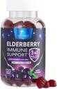 Elderberry Gummies s vitaminem C, D3 a zinkem - Imunitní podpora Gummy pro děti a dospělé, Black Elderberry Extract Gummy Imunitary Health Supplement, Black Elder Berry Vitamin - 120 Gummies