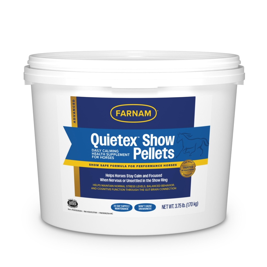Farnam Quietex Show Pellets, Pomáhá udržet koně klid a uvolnění, které se staly nervózní v Show Ring 3,75 liber.