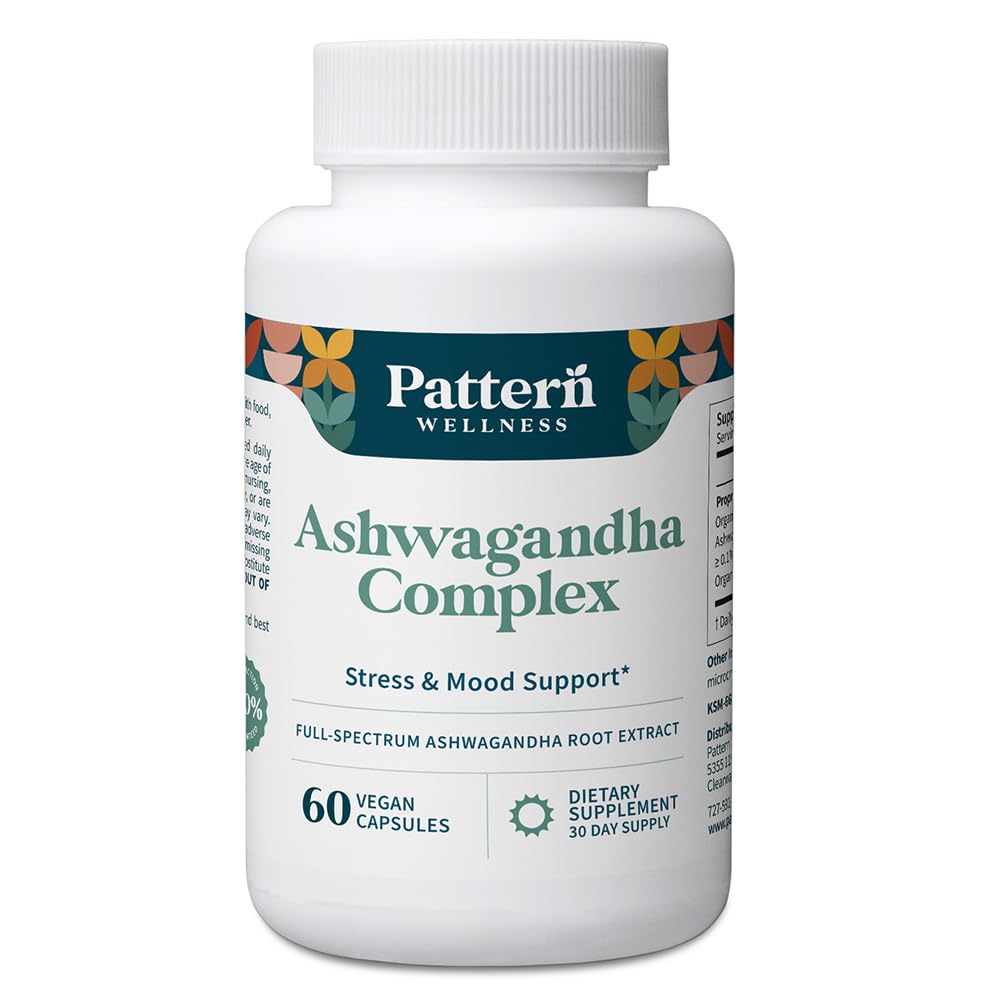 Vzor Wellness Ashwagandha Complex pro muže a ženy - KSM-66 & Black Pepper Extract - All Body & Heart Health - Podporuje Stress & Mood - Non- GMO - 60 Vegan Kapsle