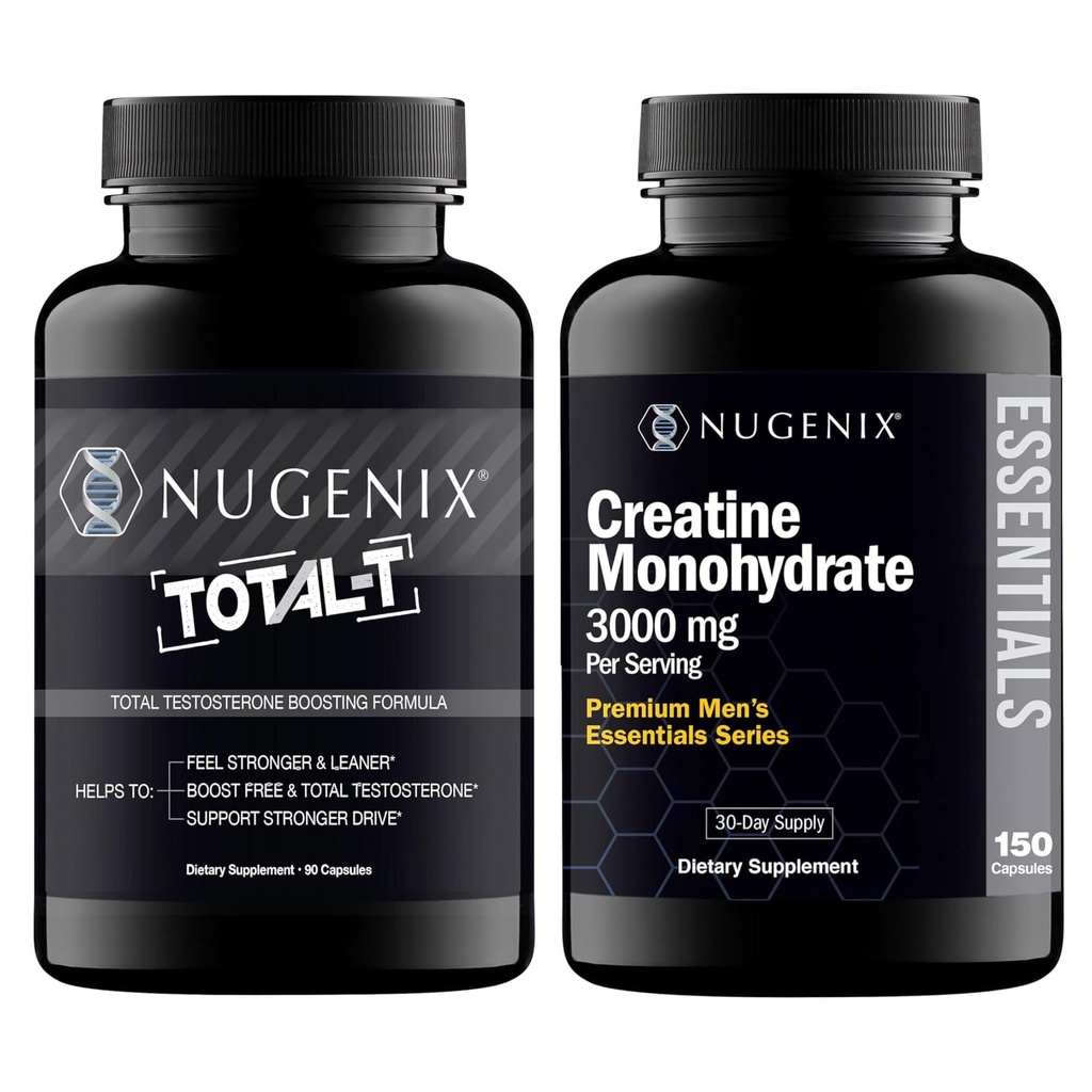 Nugenix Essentials Creatine Monohydrát a Total- T Testosteron Booster pro muže