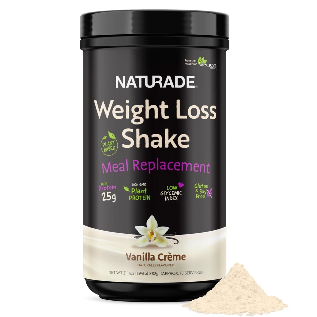 Naturade Weight Loss Shake Meal Replacement, 18 Servings - 25g Plant- based Protein, CLA, Fiber & 18 Vitamíny a minerály konstruované pro luskoviny a zvýšení denní výživy - Vanilla Creme