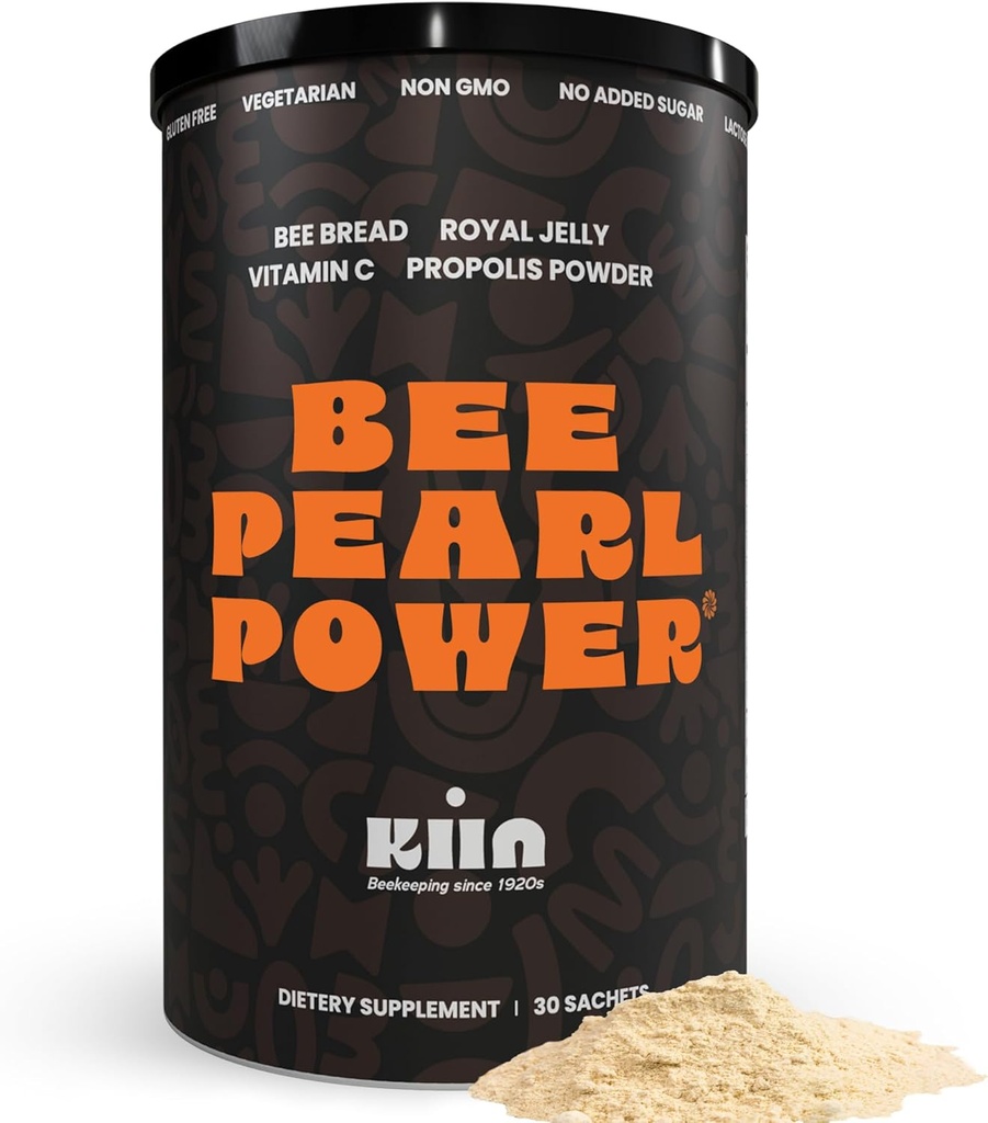 Kiin Bee Bread Powder - Fermented Pollen & Honey, 100% přírodní multivitamin, Superfood for Energy, Metabolismus, Spánek, Zotavení, Imunita creditor 124; Obsahuje Royal Jelly a Propolis
