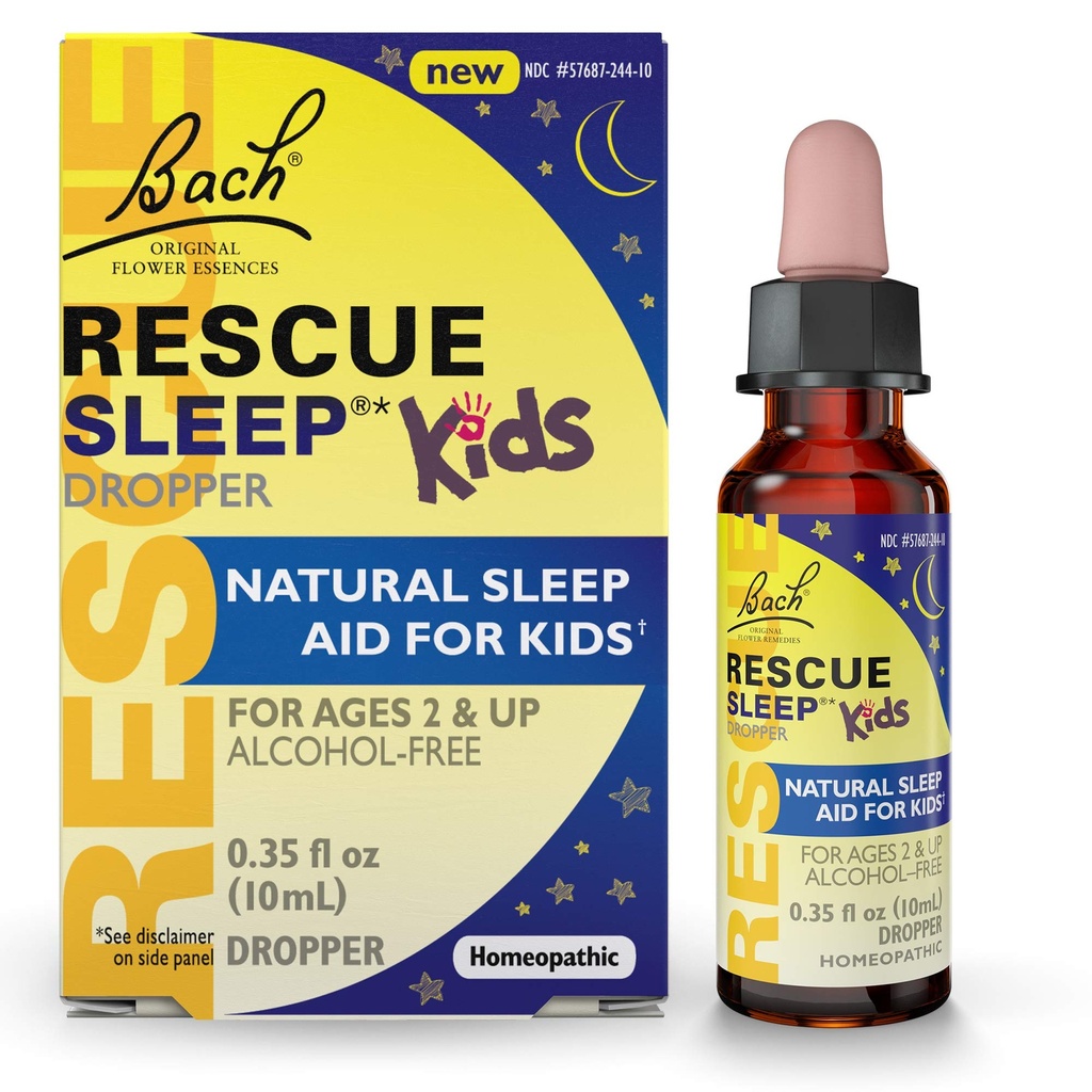 Bach REScue SLEEP kids dropper 10ml, přírodní spánek & Stress pomoc, homeopatická květinová esence, bez melatoninu, cukr & gluten, Kid- Friendly, non-alkohol Formule