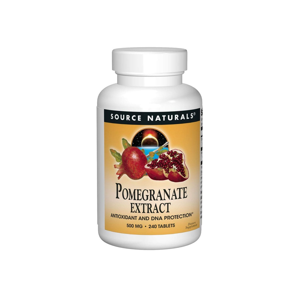 Zdroj Naturals Pomegranate Extract, Antioxidant and DNA Health *, 500 mg FLAVIS 124; Vegetarian Friendly Pomegranate Fruit Extract Výtažek 400 mg Ellagic Acid & Dietary Fiber - 240 Tablet
