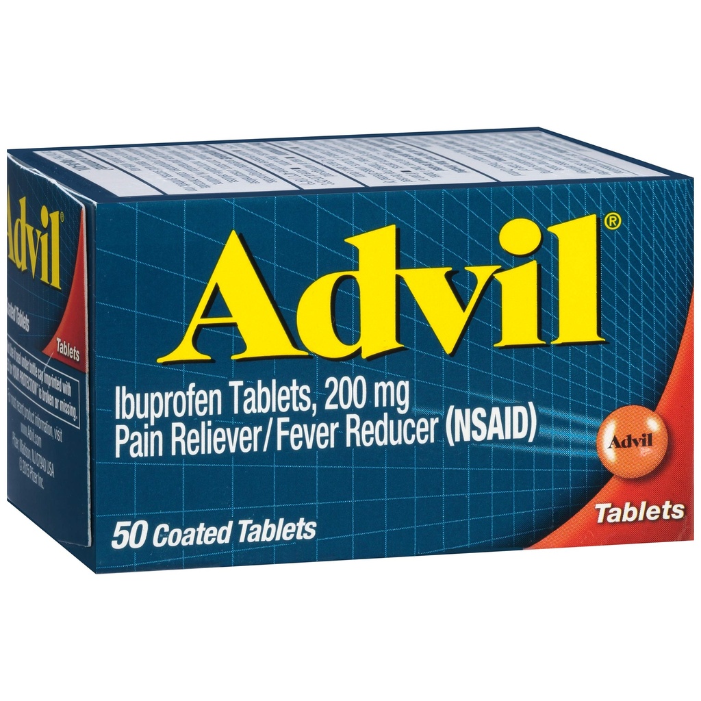Advil Pain Reliever and Fever Reducer, Ibuprofen 200mg for Pain Relief - 50 potahovaných tablet