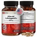 DailyNutra KSM- 66 Ashwagandha 600mg Organic Root Extract - dodatek vysoké potence s 5% Witanolides currency 124; Relieves Tirelight, Podporuje relaxaci, Focus, Energy, & Muscle Growth (60 Kapsle)