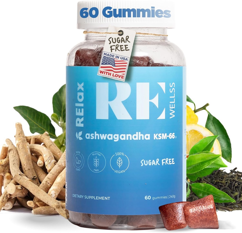 Ashwagandha & Vitamin D Gummies PHAR124; Dietní doplňky CARL 124; KSM 66 Ashwagandha pro podporu Calmness 300mg PHARMAN 124; L-Theanine Lemon Balm PHARMAL 124; přírodní bylinný Non- GMO cukr zdarma gluten Gelatin zdarma 124; 1 balení