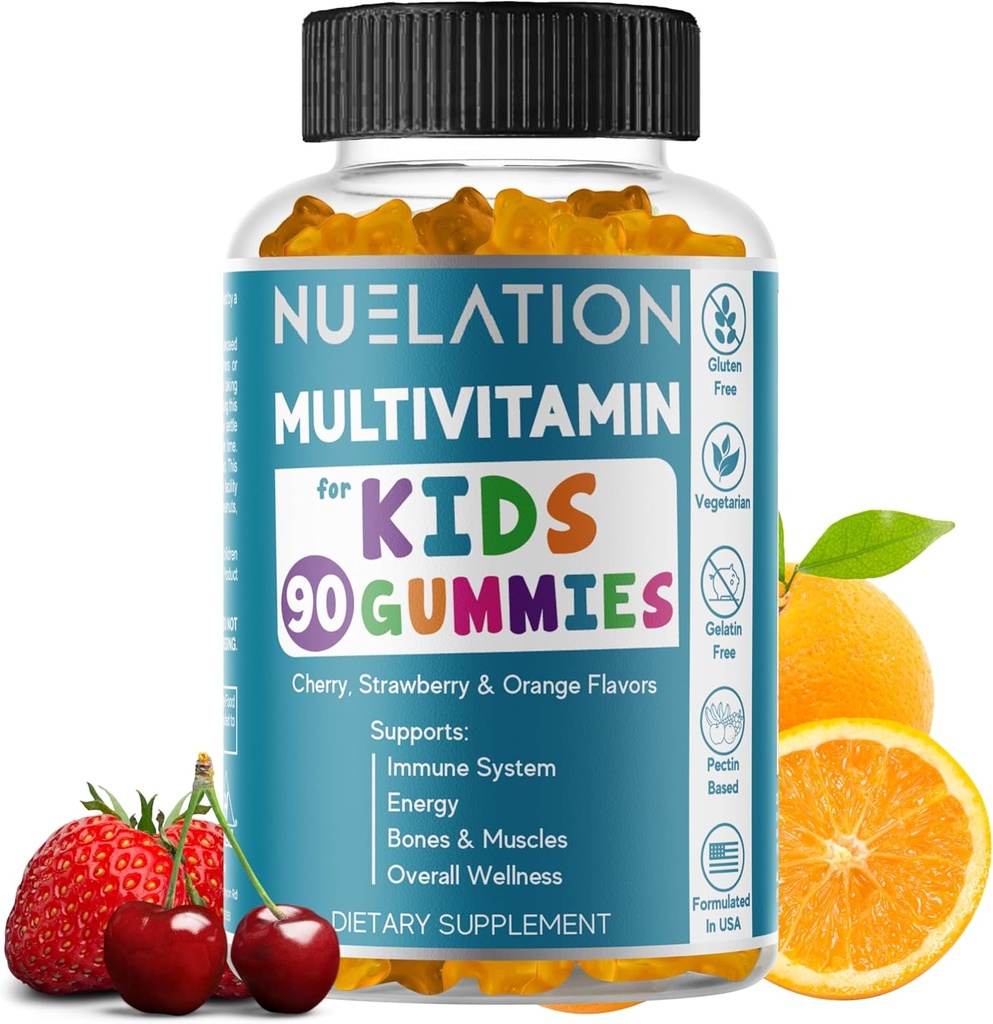 Gumové vitamíny pro děti 45 denní zásoba - Vegetarián, gluten zdarma, želatina zdarma, multivitaminové gumy pro děti na podporu imunitního systému & celkový wellness
