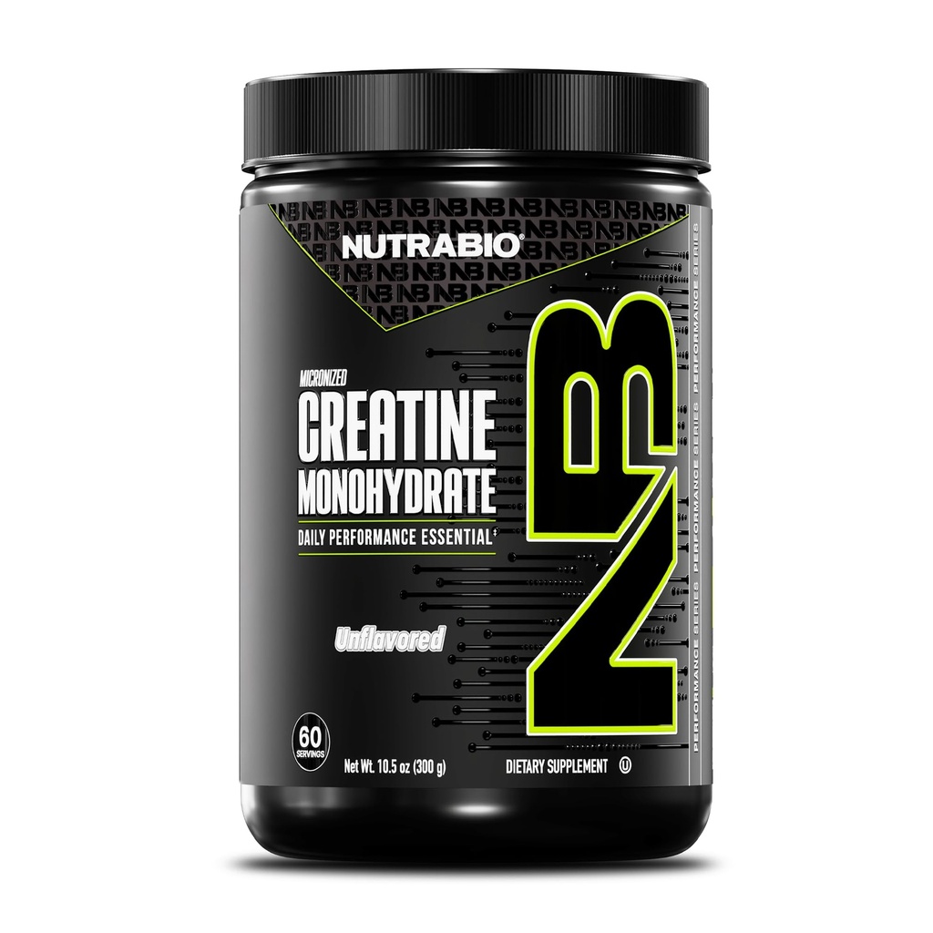 NutraBio Pure Mikronizované Creatine Monohydrát Powder Supplement, Neochucený, (300 g) - Podporuje hromadnou svalovou energii, zotavení a sílu - HPLC Testované Creatine Powder Supplement pro muže a ženy