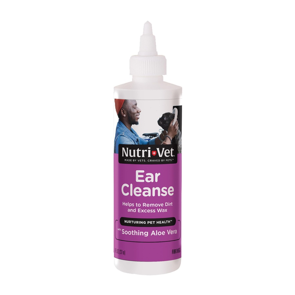 Nutri- Vet Ušní očista pro psy, tekutý ušní čistič s mýdlo Aloe a Salicylic Acid, Odstranění a Cleans Wax, Dirt, a Desorpce, Deodorizuje, a Itch Relief, Gentle Veterinarian Displated, 8oz