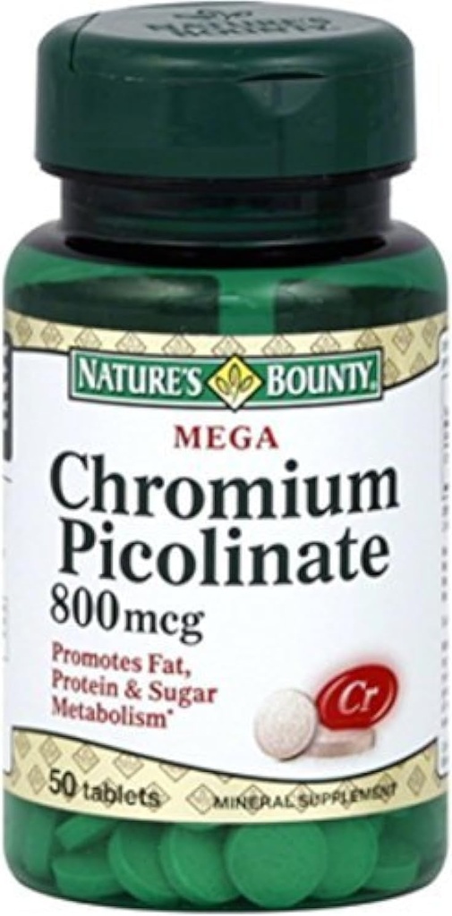 Příroda 's Bounty Mega Chromium Picolinate 800 mcg tablety 50 ea (Balení po 2)
