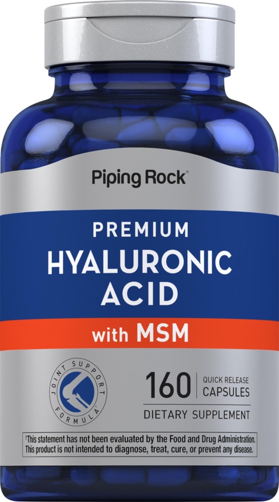Piping Rock Hyaluronic Acid Dodatek 124; 100mg Acid 124; 160 Kapsle 124; s MSM pro ženy a muže 124; Non- GMO, gluten zdarma
