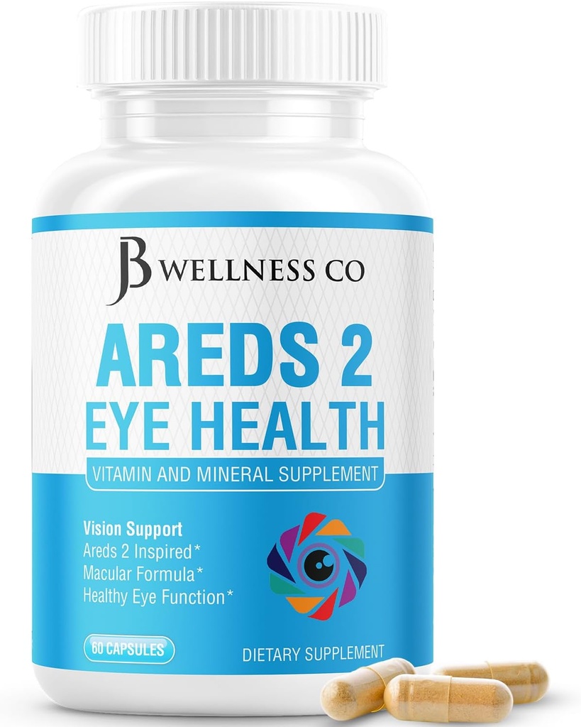 JB Wellness AREDS 2 Oční vitamín a minerální doplněk, Obsahuje Lutein, Vitamin C, Zeaxanthin, Zinek a vitamín vylepšení Vision dodatek - 60 Počet