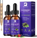 2 Pack Elderberry Sirup, Black Elderberry Kapky s Quercetin, Panax Ginseng, Vitamin C a zink, Sambucus Elderberry Sirup Liquid pro imunitní podporu, Vegan, Non- GMO & gluten zdarma