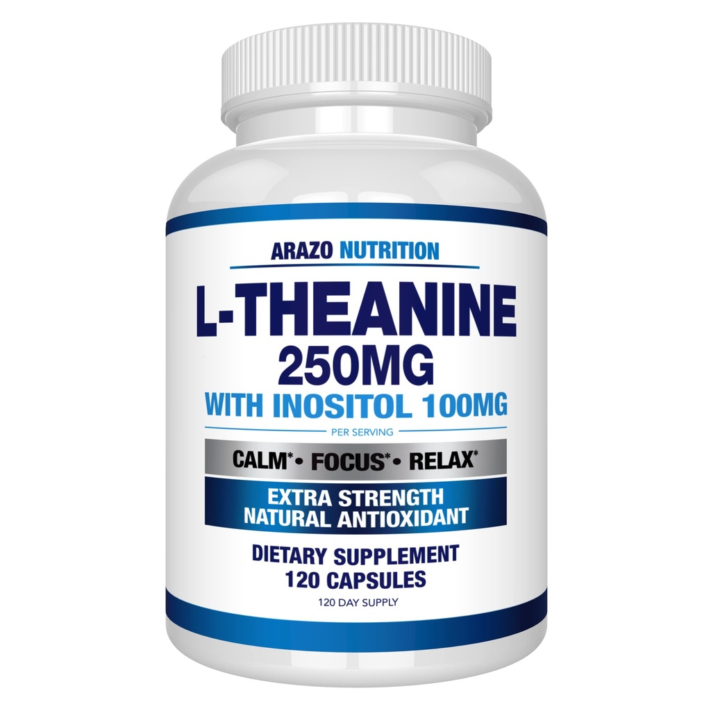 Arazo Nutrition L- Theanin 250mg (Extra Strength) s Inositolem 100 mg, 120 tobolek Vegetariánské