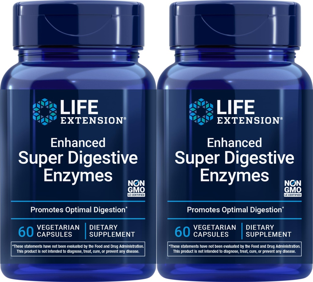 Life Extension Enhanced Super Hudební Enzymy, 60 Vegetariánské kapsle (Balení po 2)