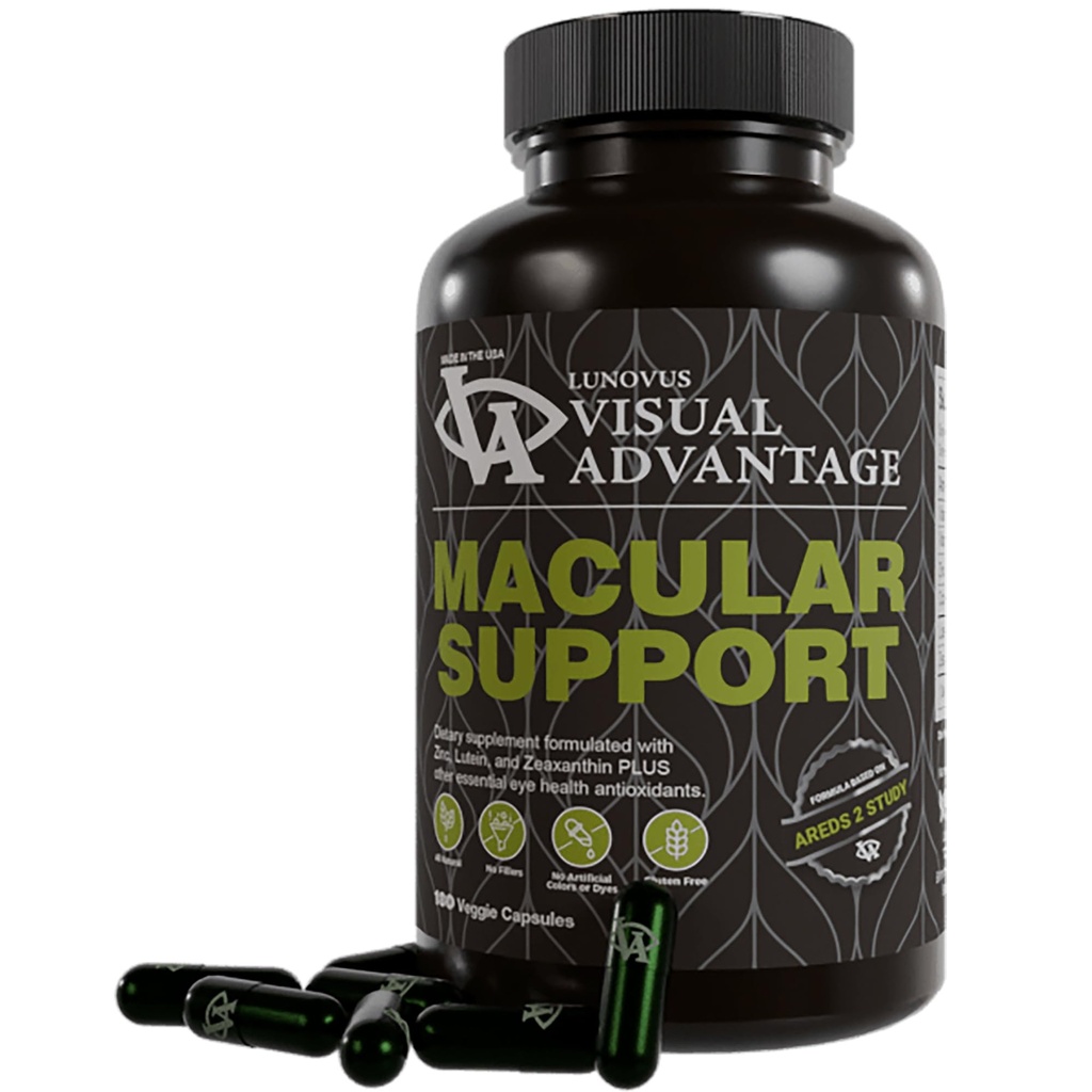Macular Support Formule pro oční zdraví - 180 Počet - Na základě AREDS 2 studie - pro věk související makulární oční zdraví (AMD) - oční vitamíny