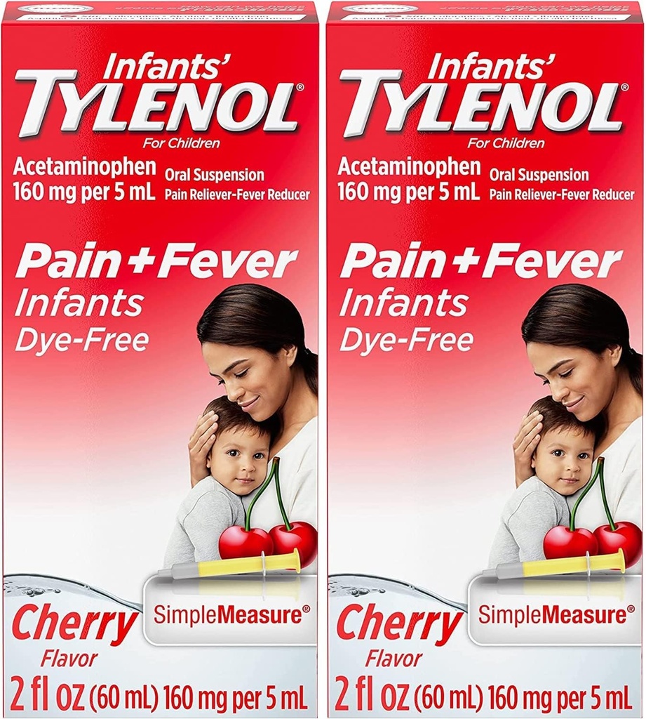 Tylenol Děti perorální suspenze, Dye- Free, Cherry, 2 Fl. Oz (balení po 2)