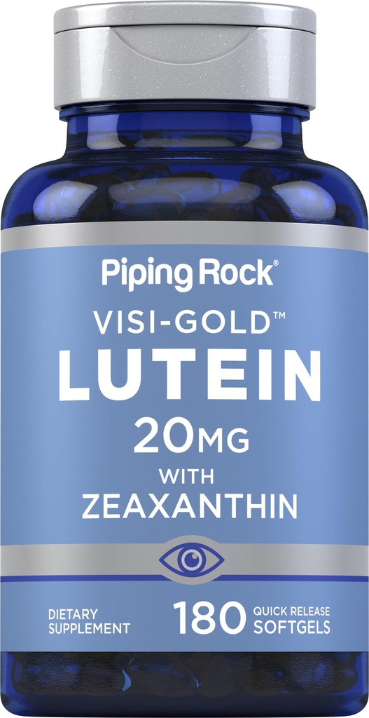 Piping Rock Lutein a Zeaxanthin dodatek 124; 20mg CLANEX 124; 180 Softgels CLANEK 124; z Marigold Extract CLANEX 124; Non- GMO, gluten zdarma