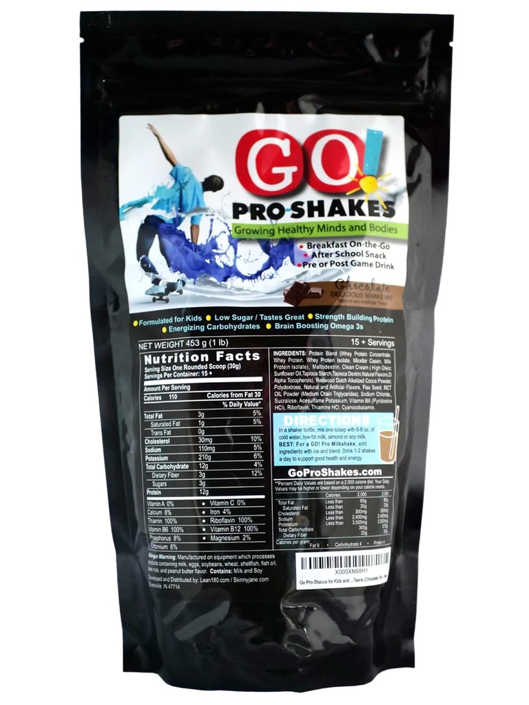 GO Pro Shakes - Protein Powder Smoothie for Kids and Teens - Zdravý snack - No Add Sugar - Podporuje růst a sílu - Bohatá čokoláda Flavor