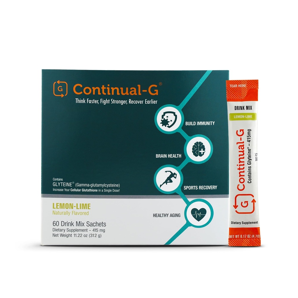 Continual - G Powder - Klinicky provenilní celulární Glutathione Prekurzor 124; Výhody Glyteinu a slunečnicových vláken 124; Imunitní podpora, Master Antioxidant, Detox, Brain Health & Kožní péče 124; 60 Sachets