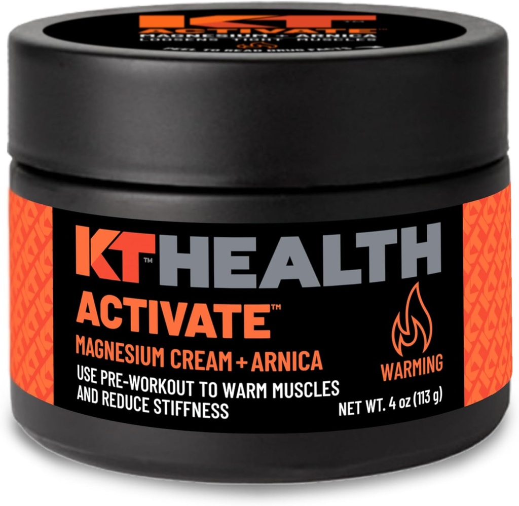 KT Health, Magnesium Cream, Activate - Warms & Loosens Tight Muscles - Use Pre- Workout to reduction Stiffness