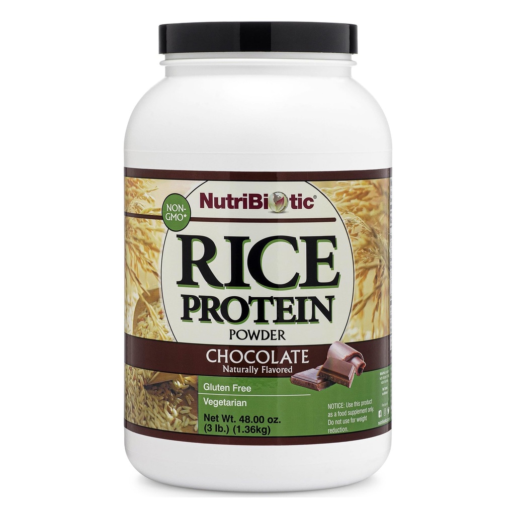 Nutrition Biotic - Chocolate Rice Protein, 3 Lb (1.36kg) Yellow 124; Low Carb, Vegetarian & Keto- Friendly Raw Protein Powder 124; Grown & Made Without Chemicals, GMO or Gluten Yellow 124; Easy to Digest & Nutrient- Rich