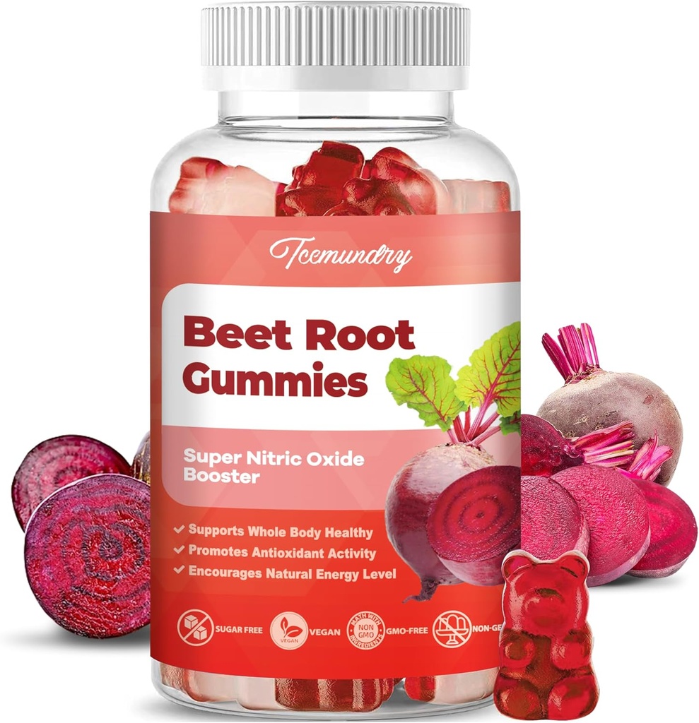 Sugar Free Beet Root Gummies - Podporuje energetické a celé tělo zdraví - 1500mg Beet Root Gummies pro ženy (60 Počet)