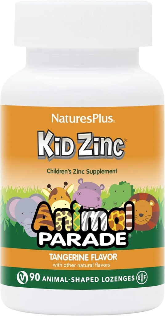 NaturesPlus Animal Parade KidZinek, Tangerine Flavor - 90 Animal- Shaped Lozenges, balení 3 - Organicky Chelated Zinek - Vegan, gluten zdarma - 270 Celkem