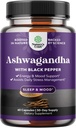 Organic Ashwagandha Root Powder 60 Kapsle - Ashwagandha s černým pepřem Extract Práškové doplňky pro relaxaci, spánek a imunitní podporu pro ženy a muže - Organic Whitania Somnifera Root Supplements
