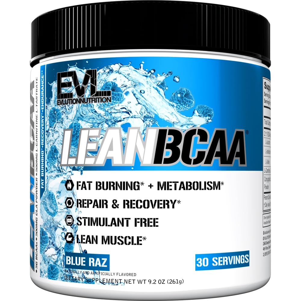 Eluční stimulant Free Lean BCAA Powder Nutrition BCAA Amino Acids Powder with CLA Carnitin and 2: 1: 1 Branched Chain Amino Acids Supports Muscle Recovery Fat Burn and Metabolism - Blue Raz
