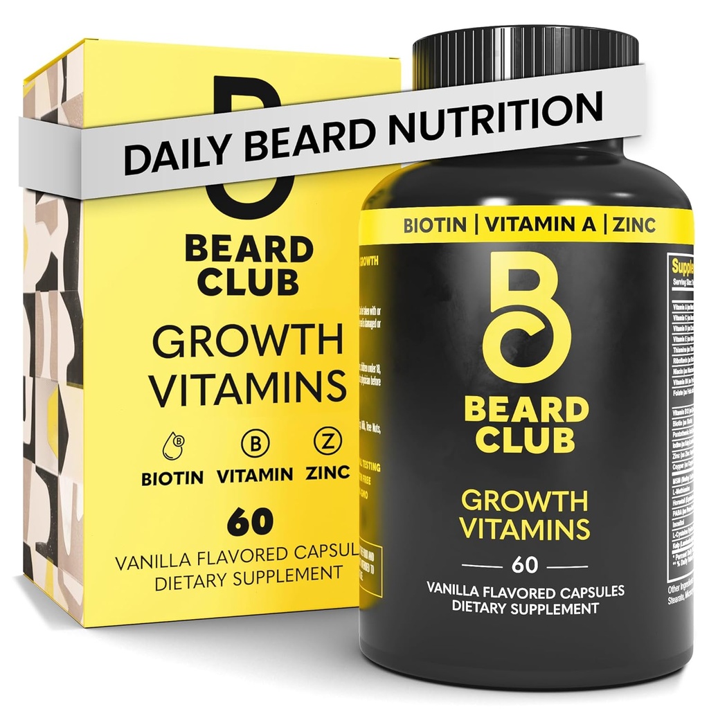 Vousy klub - Biotin Vousy Růstové Vitamíny - Podpora Silnější Plnější Vousy, Vyplňte Záplaty - Minerály & Multi- Vitamíny Pomoc Podpora a stimulovat zdravější obličejový růst vlasů