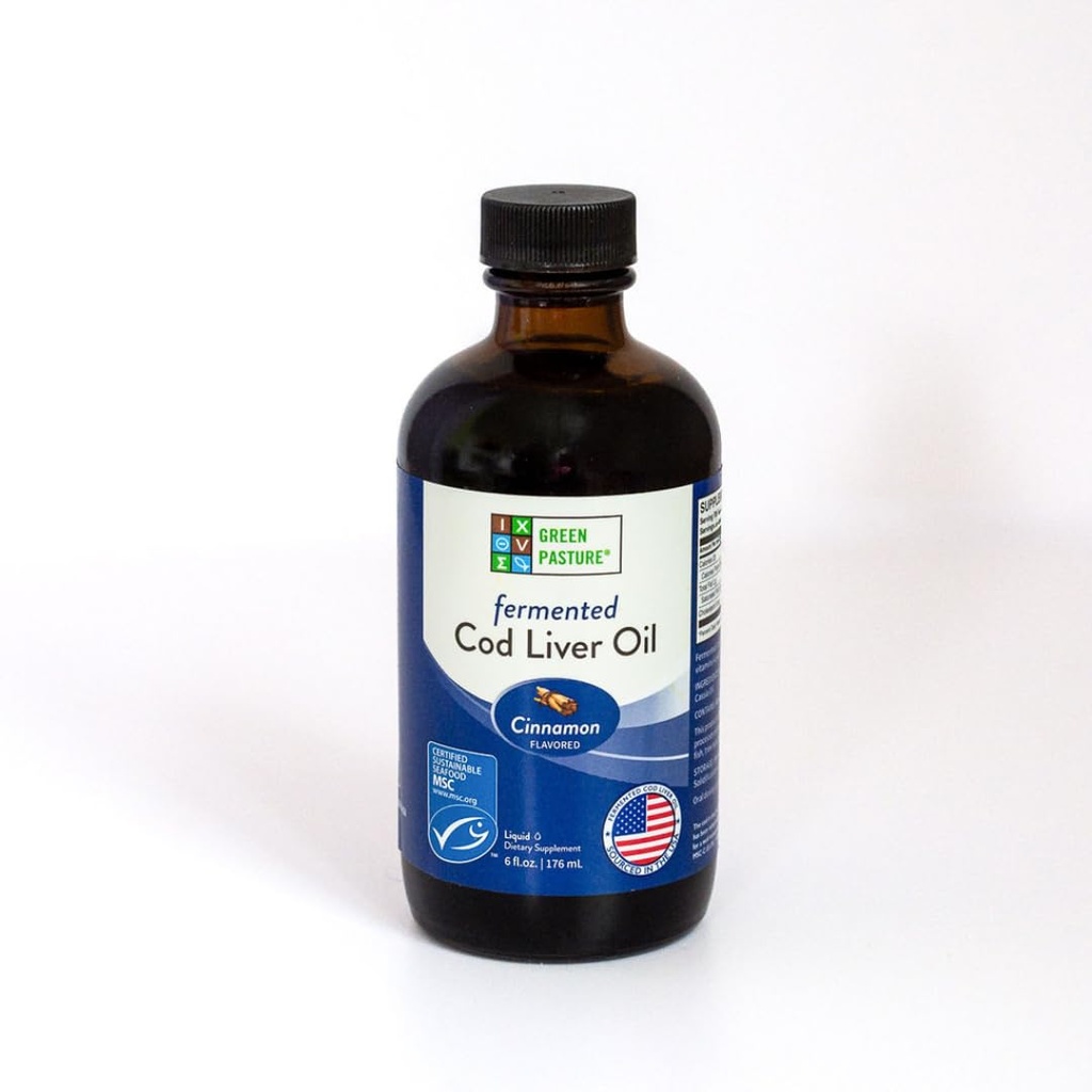 Green Pasture - Fermented Cod Jaterní olej Liquid - 6 fl. oz. - Skořice