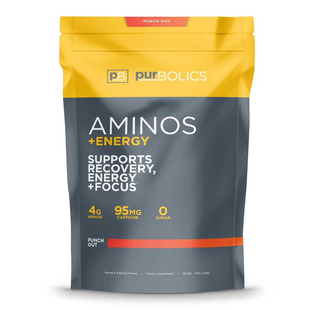 Purbolics Aminos + Energy PHARMAN124; Podporuje obnovu, Energy & Focus PHARMAN124; 95mg kofeinu, 0 Cukr & 60 Služeb (Punch Out)