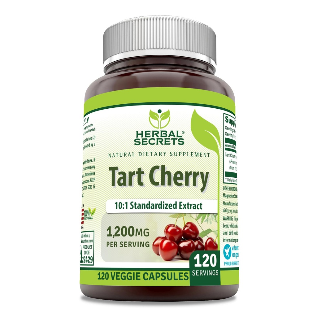 Bylinné tajemství Tart Cherry 10: 1 Standardizovaný Extract Dodatek 124; 1200 Mg Per Serving 124; 120 Veggie Kapsle 124; Non- GMO CART124; Gluten Free CART124; Made in USA (1 balení 124; 120)