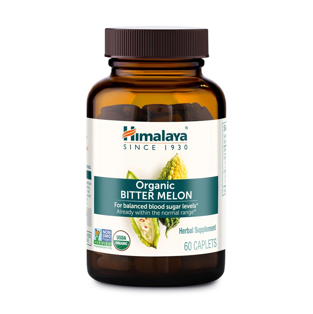 Himalaya Organic Bitter Melon - Podpora metabolizmu bylin - USDA Organic, Non- GMO, Vegan, Gluten Free, Additive Free, 660 mg, 60 Caplet